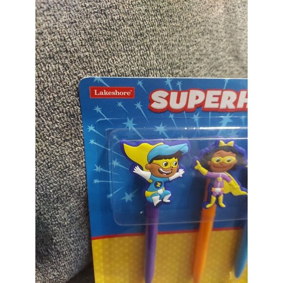 Super Hero Pens Lakeshore Kids Homeschool Classroom Set Of 5 School Writing New - Picture 7 of 10